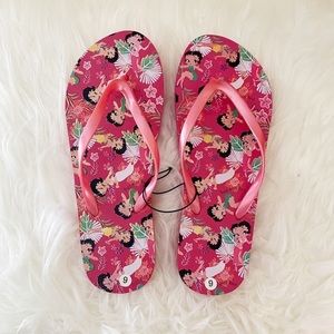 Betty Boop Womens Sandals Pink Aloha Design Flip Flops